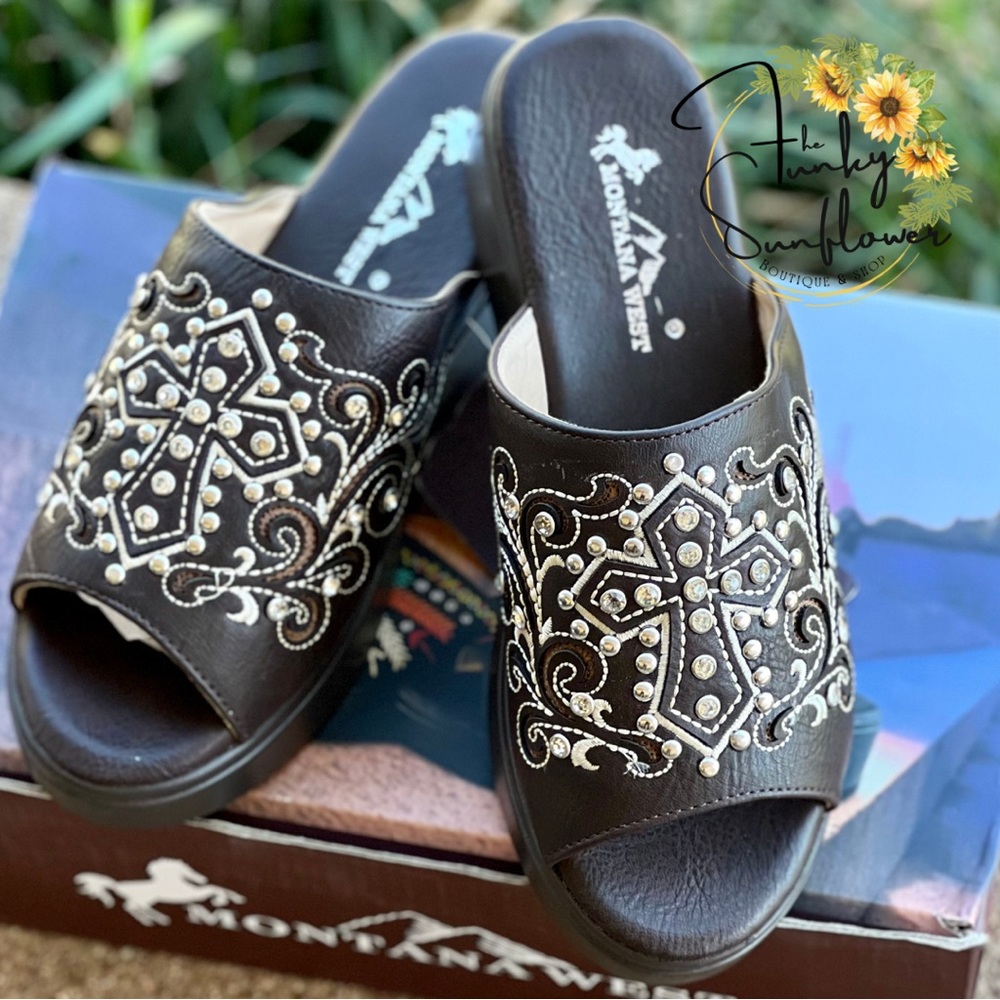 Montana West Cross Wedge Sandal
